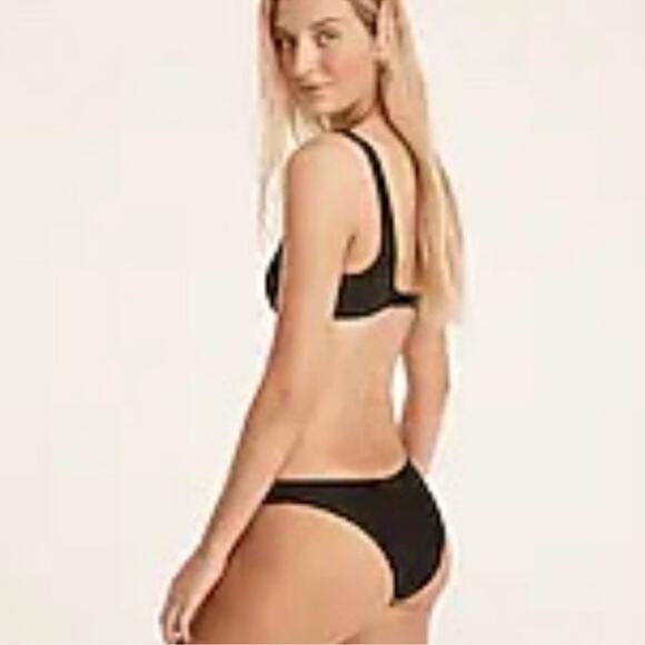 J. Crew Mid-Rise High Cut Leg Cheeky Bikini Swim Bottom in Black NWT Size 3X - Picture 1 of 10